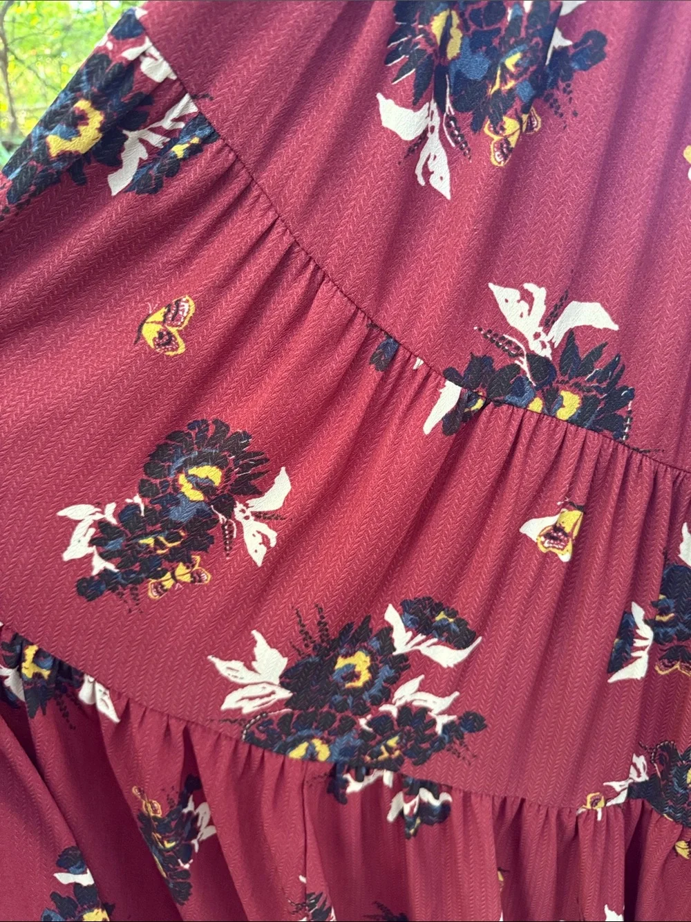 Free People Women’s Floral Tiered Maxi Dress in Deep Red